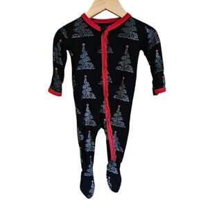 Kickee Pants One Piece Holiday Christmas Tree Red Black Baby Girl 3-6 Months